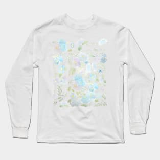 blue flowers and leaf watercolor pattern Long Sleeve T-Shirt